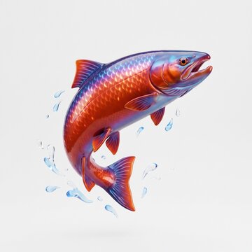Realistic Salmon Fish Illustration in Dynamic Swimming Pose