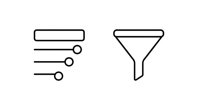 Filter and sort icons. UI elements isolated on transparent background.