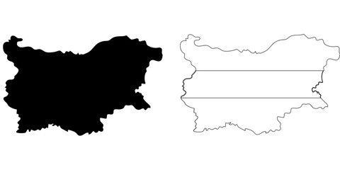 bulgaria map. two different style map. silhouette and outline style.cut for circuit vinyl cut. laser cut. commercial use © Shaheer