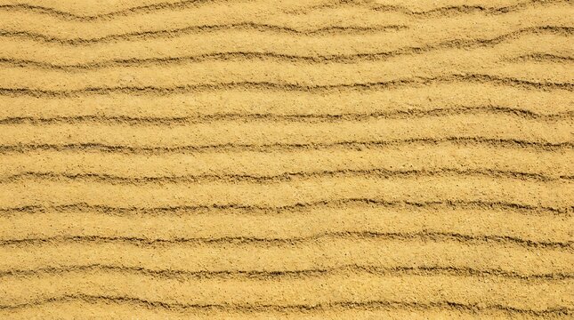 Top view of parallel wind-formed ripples on golden sand texture