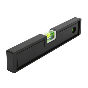 Black bubble spirit level tool for construction and building isolated on transparent background