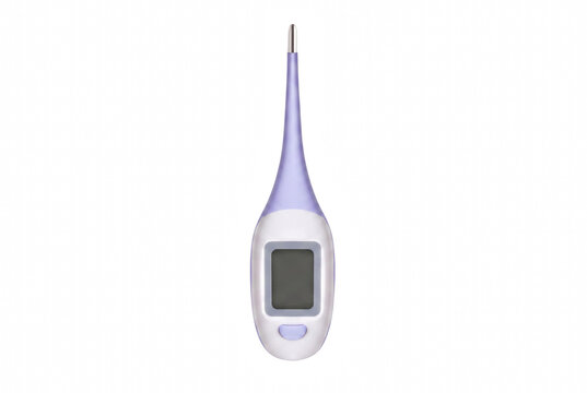 White and purple digital medical thermometer