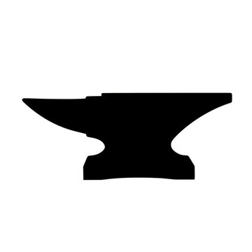 Black silhouette of a metal blacksmith anvil isolated on transparent background