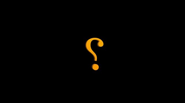 Glowing 3d question mark animation dynamic looping motion on black background, for ui, ux, and explainer