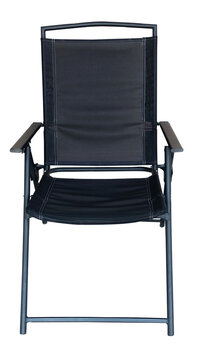 Black Folding chair on White background with clipping path.