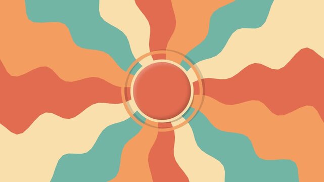 Retro Psychedelic Wavy Sunburst Abstract Background Illustration