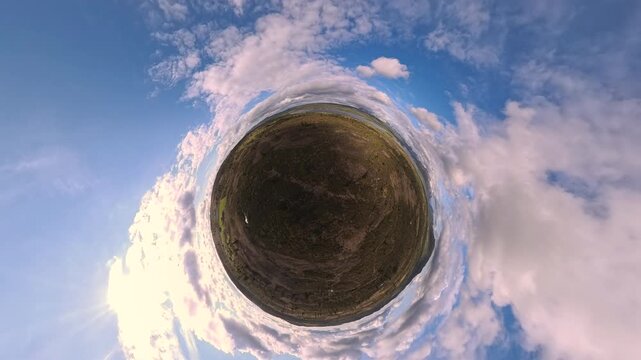 360 VR Aerial view of spring scenery in Norway - Scandinavia