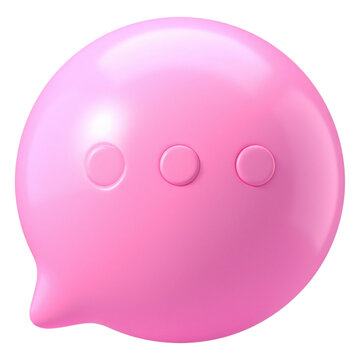 Smooth pastel pink chat speech bubble icon with three dots designed for messaging applications online discussion panels and UI design assets