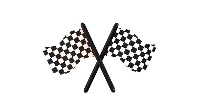 3D Racing Flag Icon Animation for Motorsport, Finish Line, Formula Racing, Speed Competition and Sports, 4K Motion Graphic