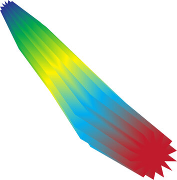 Abstract tapered shape with rainbow color gradient on white background, gradient