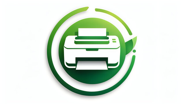 Green printer icon for office and business document printing illustration