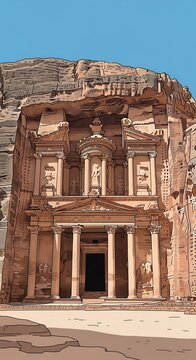 Sun-Kissed Ancient Majesty: Carved into Crimson Cliffs