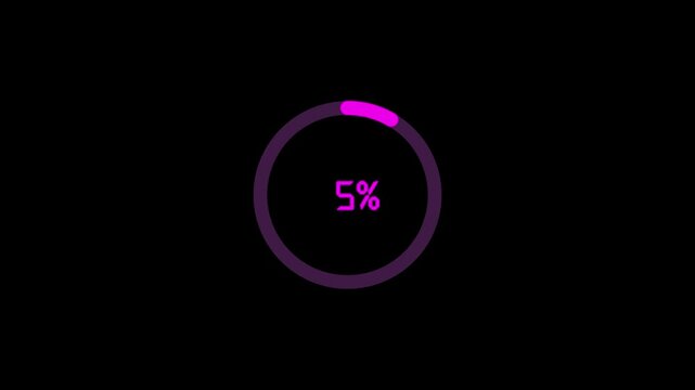  60 second loading futuristic circle  countdown timer animation from 0 seconds to 60 seconds on a transparent background. Modern flat design with animation. High quality 4K video.