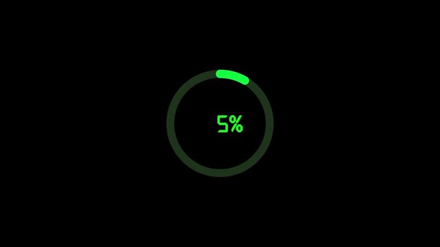  55 second loading futuristic circle  countdown timer animation from 55  seconds to 0 seconds on a transparent background. Modern flat design with animation. High quality 4K video.