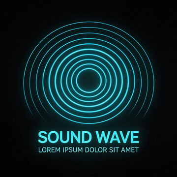 Blue neon sound wave pattern