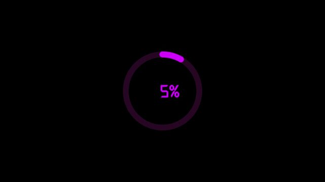  55 second loading futuristic circle  countdown timer animation from 55  seconds to 0 seconds on a transparent background. Modern flat design with animation. High quality 4K video.