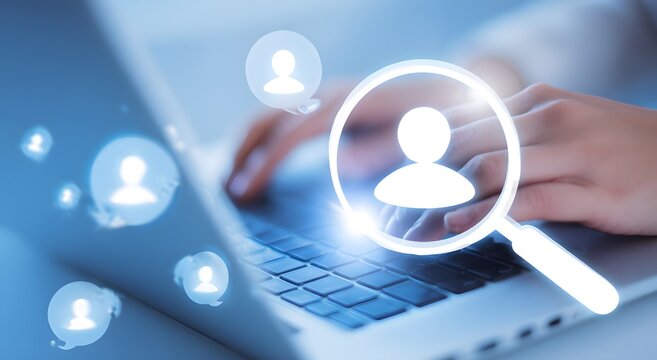Konzept f&uuml;r digitales Recruiter-Wesen und berufliches Netzwerken mit holografischer Datenschnittstelle