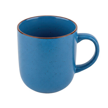 Blue ceramic coffee mug vector isolated on transparent background