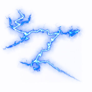 Cinematic Blue lightning streaks effect, anime comic style, magical energy flash. electric power charge energy isolate on transparent background.