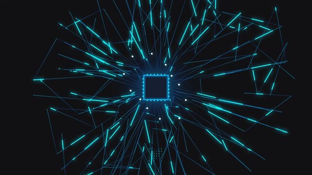 Modern futuristic processor chip with glowing digital connections