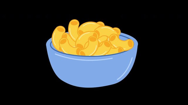 cartoon illustration of macaroni and cheese bowl
