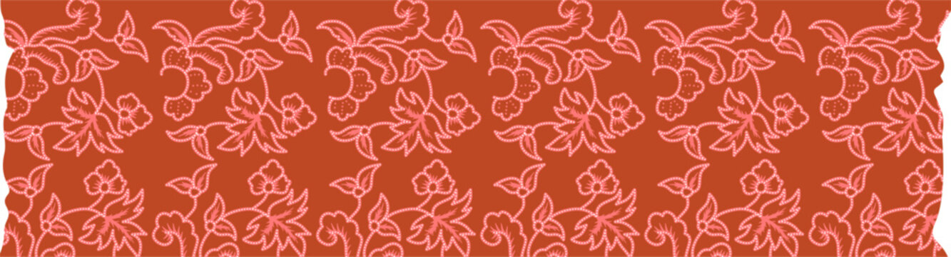 Batik gentongan floral seamless washi tape illustration