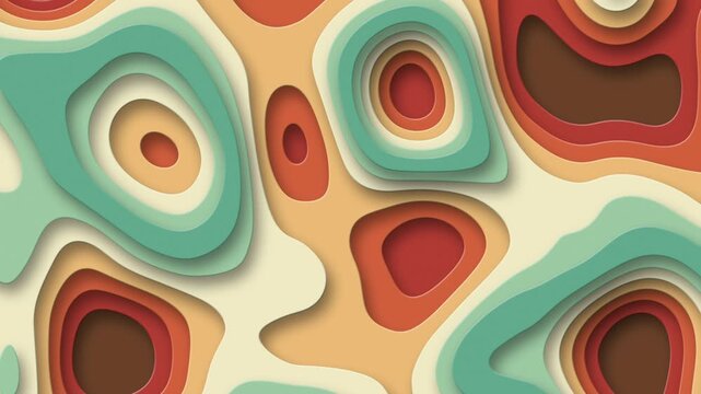Papercut shapes abstract background seamless loop in retro colors. Digital animation.