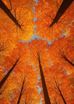 Vibrant autumn forest canopy.