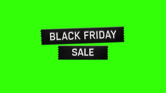 BLACK FRIDAY SALE vintage retro embossed label graphic animates onto the screen. chroma key green 4k