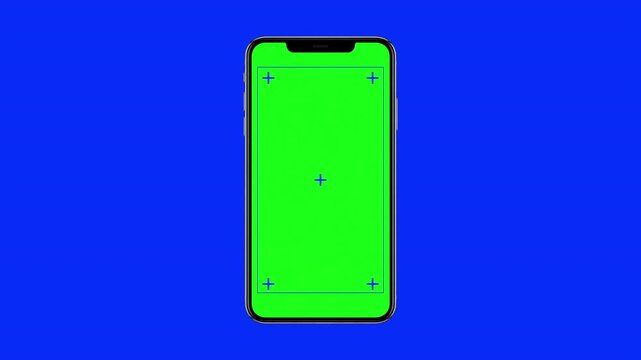 Realistic phone frame animates onto the screen. Smartphone mock up concept graphic template. Phone slides in from the top of the screen.