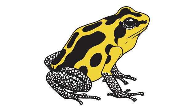 Poison dart frog illustration yellow and black pattern with amphibian