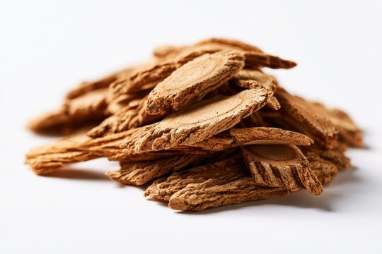 Sliced Angelica Sinensis Root on White Background