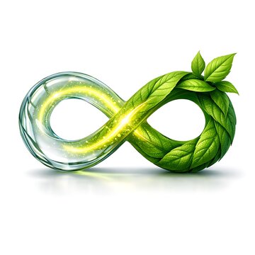 Infinity symbol made of green leaves. Eco friendly concept for sustainable development.