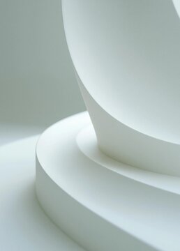 Close-up of a white abstract sculpture. the sculpture is made up of multiple layers of curved lines that create a wave-like pattern.