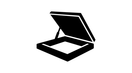 black silhouette of an open roof hatch or skylight icon © Suwarsih