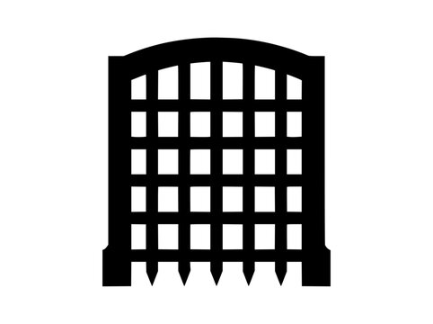 Medieval castle portcullis silhouette icon isolated on white