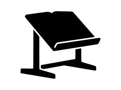 Lectern with Open Book Icon Silhouette