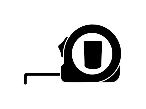 Tape Measure Icon Silhouette for Construction and Measurement Tools
