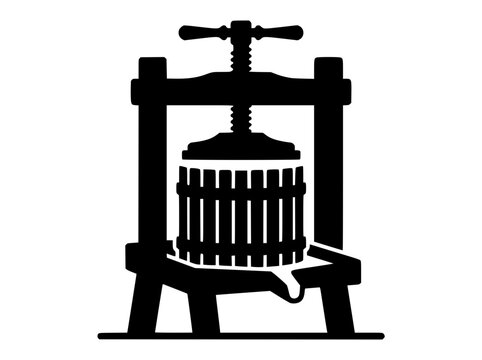 Traditional Wine and Fruit Press Silhouette Icon