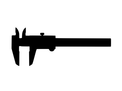 Vernier Caliper Tool Silhouette Icon Isolated on White