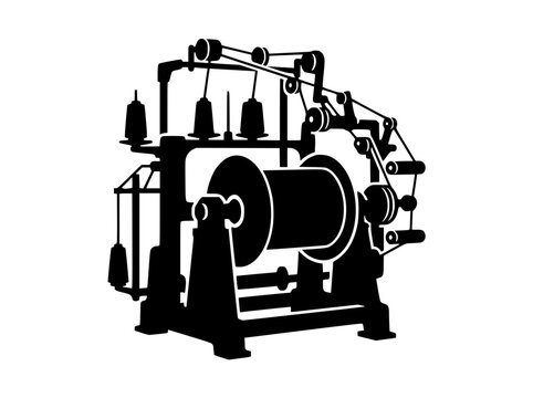 Vintage Industrial Textile Spinning Machine Silhouette