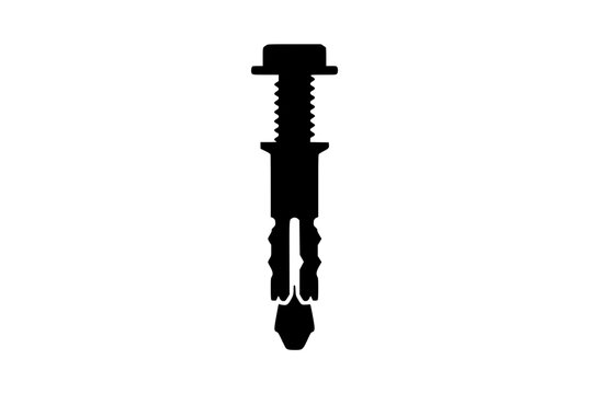 Black Silhouette of a Wall Anchor and Screw Assembly