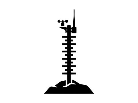 Weather Station Silhouette Icon with Anemometer and Antenna