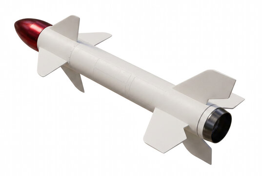Guided Missile Model with Red Nose Cone and White Body