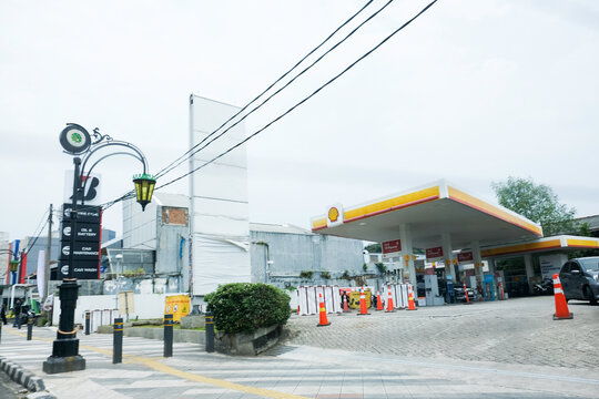Depok, Indonesia - March 26, 2025: Shell gas station during the day