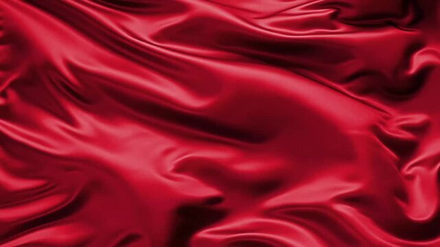 Luxury ruby red satin silk fabric animation with smooth flowing waves and glossy folds. Seamless looping abstract motion background for fashion, branding, premium presentations and cinematic video pro