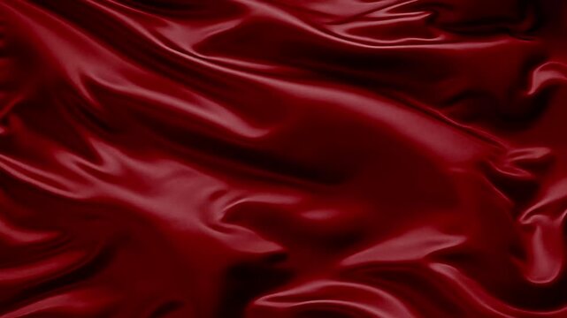 Luxury ruby red silk fabric animation with glossy satin texture and flowing waves. Seamless looping abstract motion background for fashion, branding, premium presentations and cinematic video projects