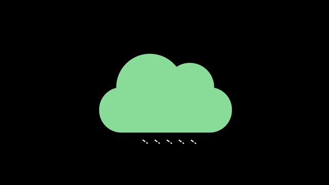 Animated heavy rain and thunderstorm weather forecast icon featuring cloud with raindrops