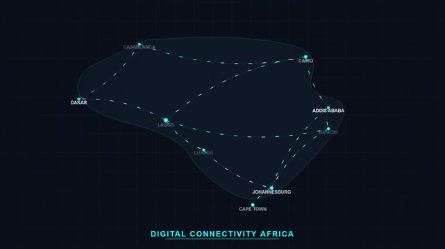 Digital Connectivity Map of Africa Featuring Major City Networks