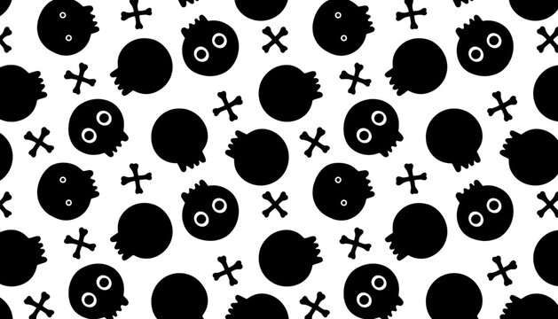 Seamless pattern of cute human skulls and crossbones graphic